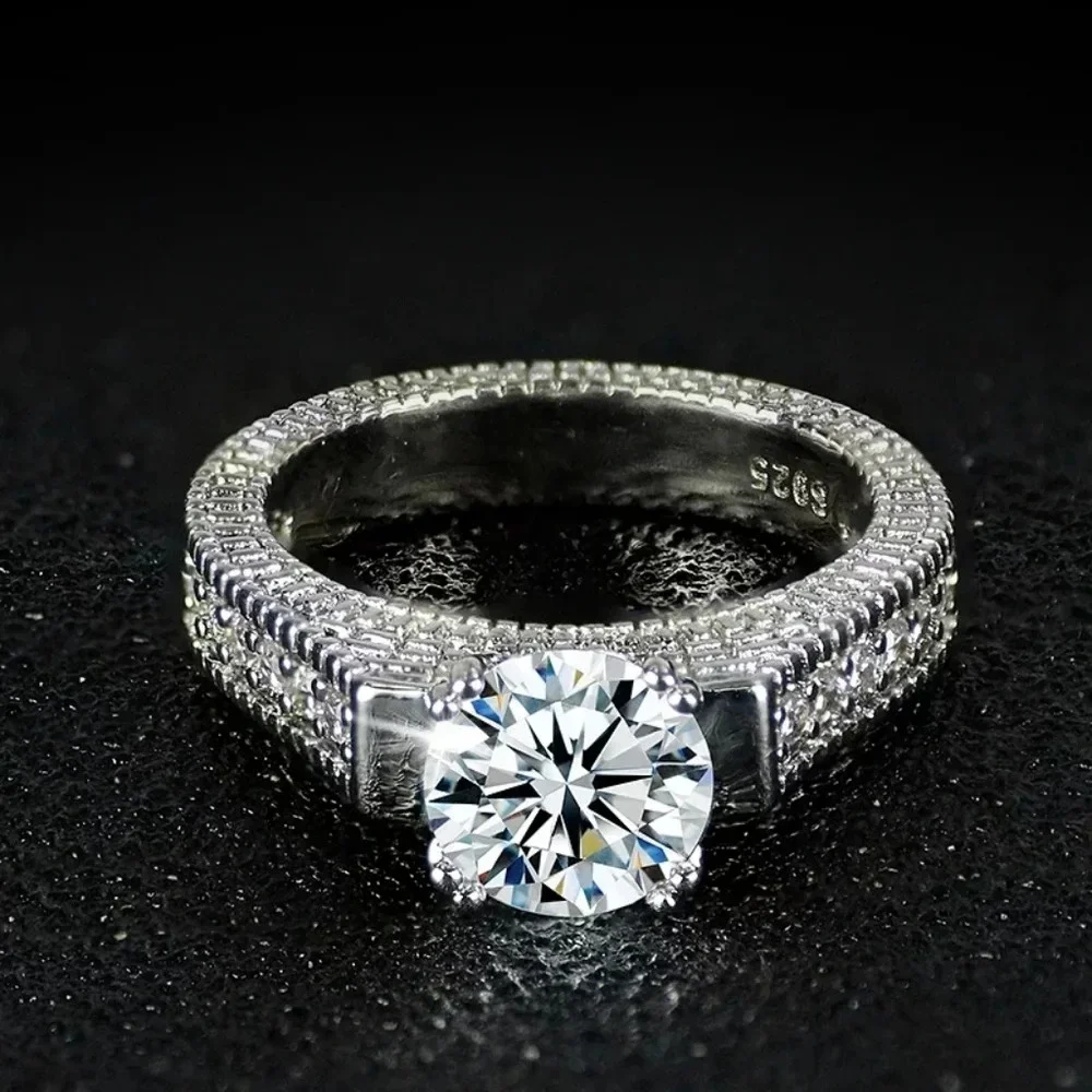 NEW Diamond‎ Simulant Engagement Band Ring Set